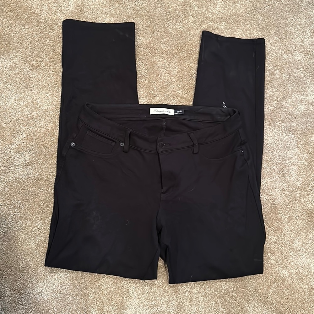 Black stretchy work pants.